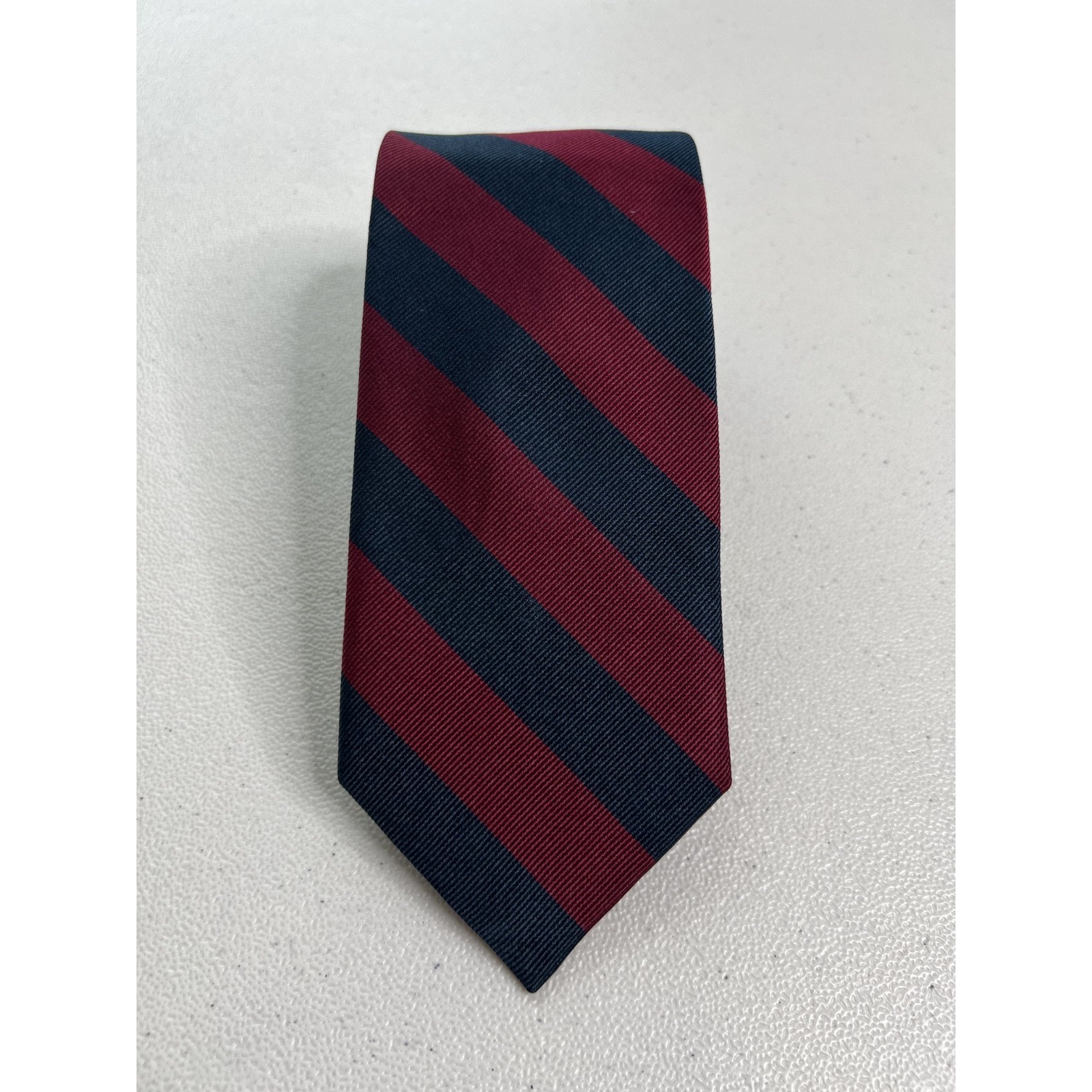Aspirando Et Perseverando Blue And Red Striped Pattern Handmade 100% Silk Tie